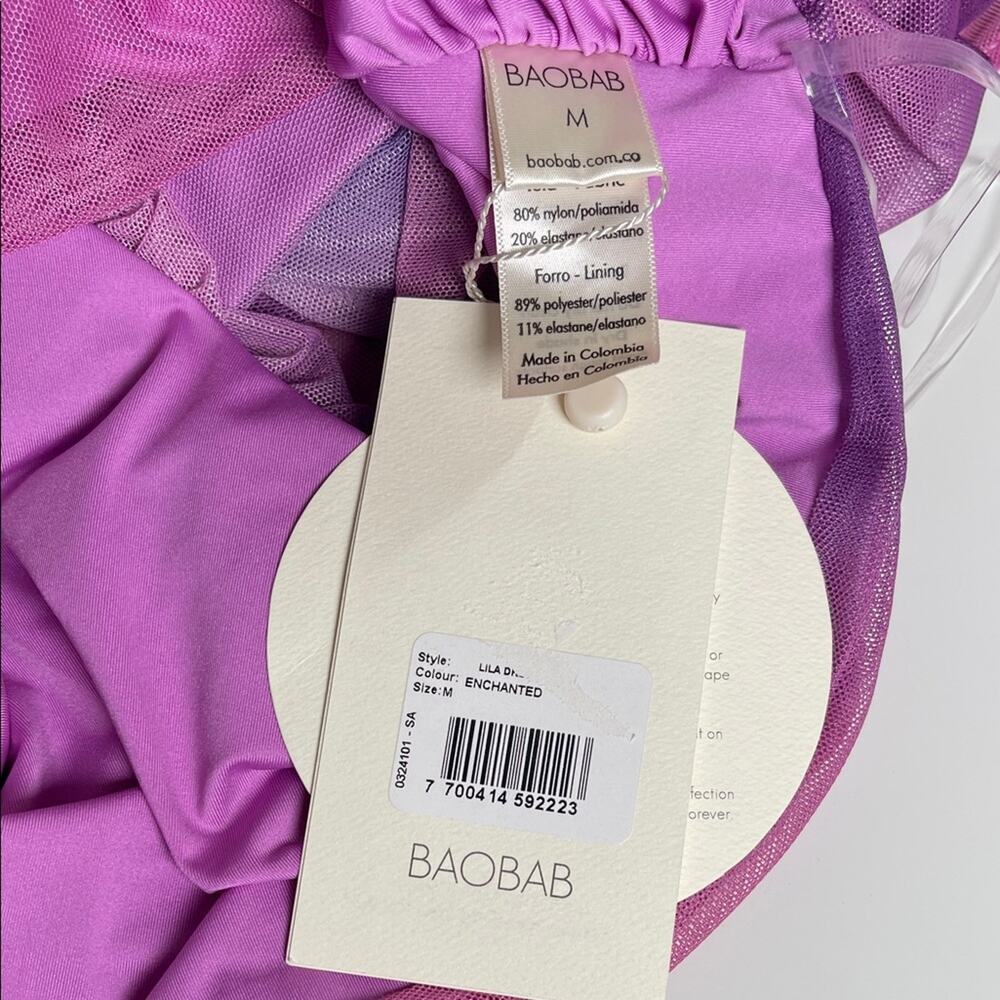 BAOBAB Lila Strapless Ruched Cutout Rainbow Pink Enchanted Maxi Dress Size M - Picture 7 of 8